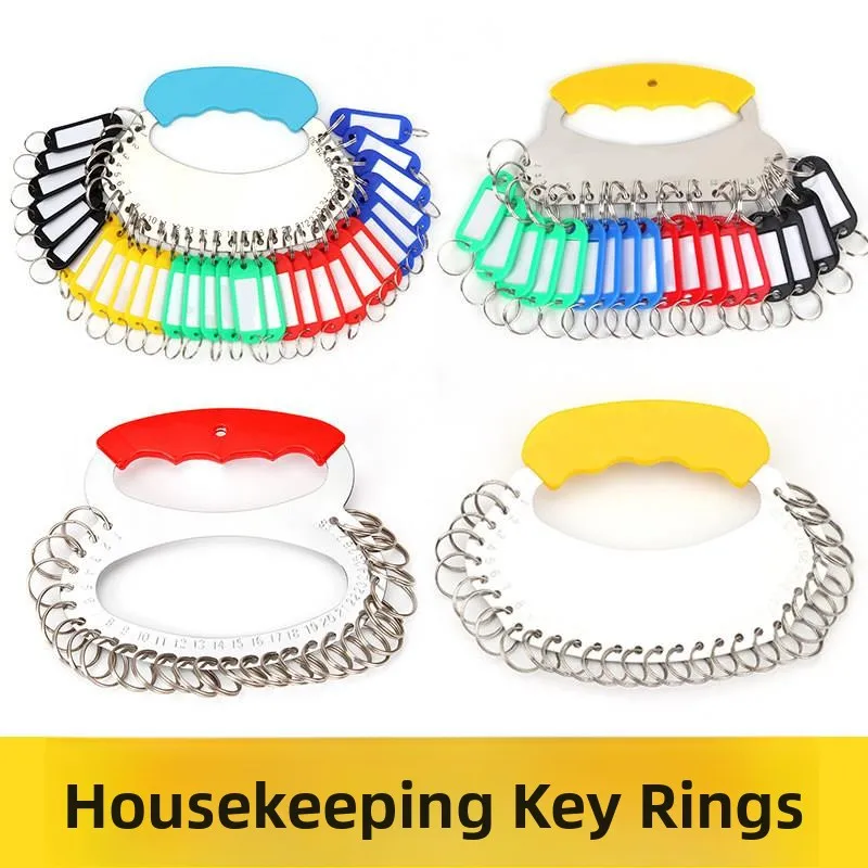 Multi-Key Holder Bag Portable Key Storage Pouch with Tag for Landladies Key Ring Circle Buckle Ring Keychain Accessory