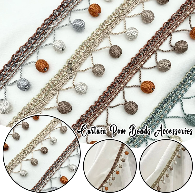 

3M Rayon Lace Tassel Fringe Ball Curtain Beads Sofa Tablecloth Accessories Pom Lace Trim Diy Decoration