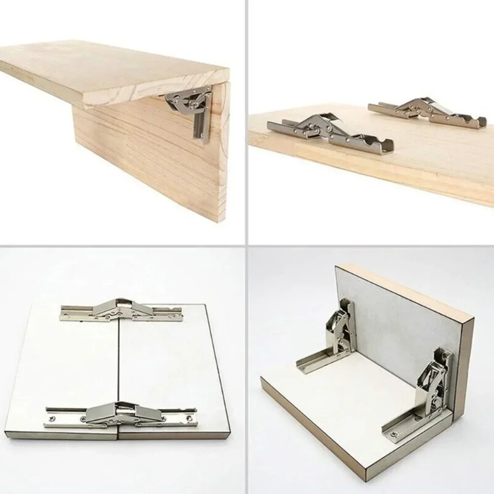 2PCS 90 Degree Self-Locking Folding Hinges Table Legs Brackets 180 Degree Flat Spring Countertop Support Folding Hinge Hardware