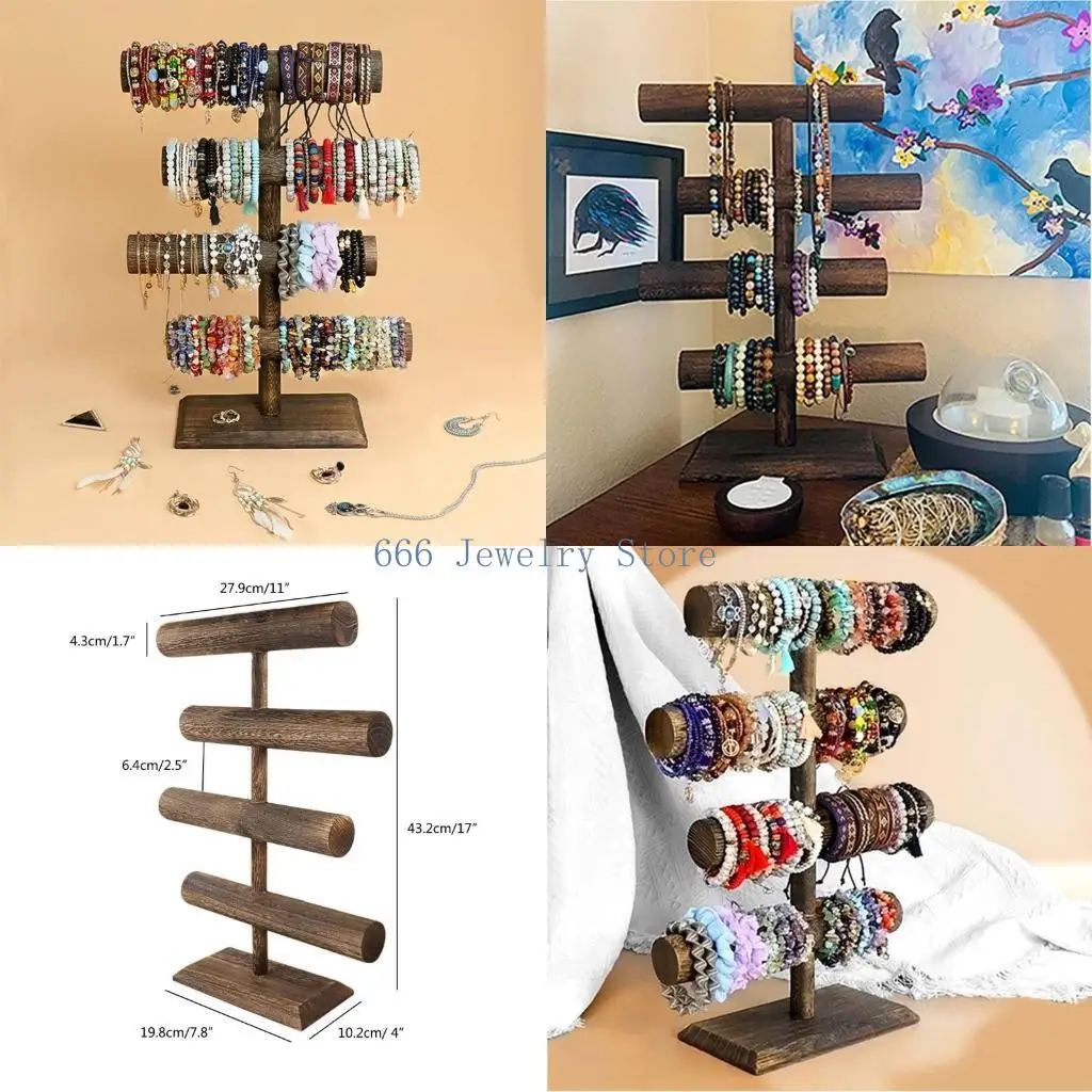 

F2TD Wooden Wristchain Showcase Stand Portable Jewellery Holder Storage