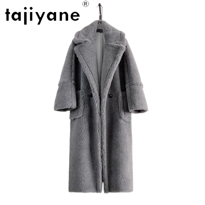 TAJIYANE 71,9 % Wolle + 15,7 % Kamel-Kaschmir-Mäntel für Damen, graue lange Schafschur-Jacke, hochwertige Winterkleidung 2012.