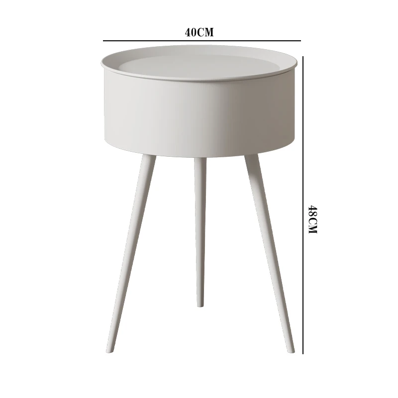 Round Creative Modern Nightstand Bedside Table for Bedroom Kids Storage Table Iron Art Alternative Small Space Organizer