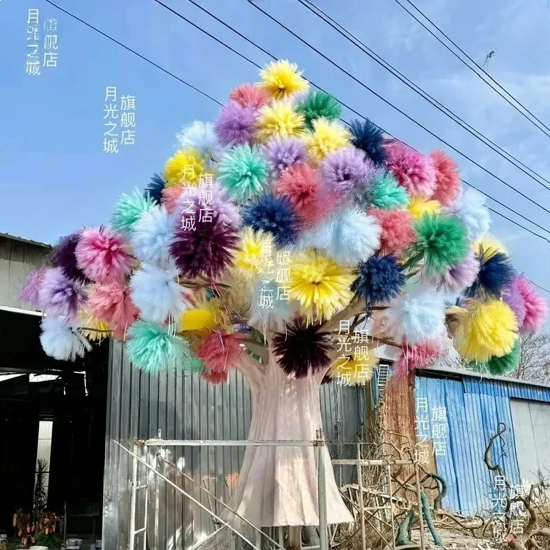 Artificial Trees Decorated With Reeds And Badminton, Commercial Photo Props For Wedding Events