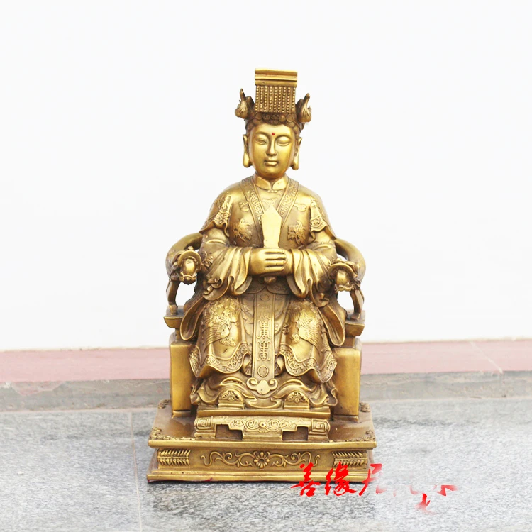 40CM huge HOME House Talisman Meizhou Mazu Goddess Matsu of the Sea FENG SHUI brass art statue