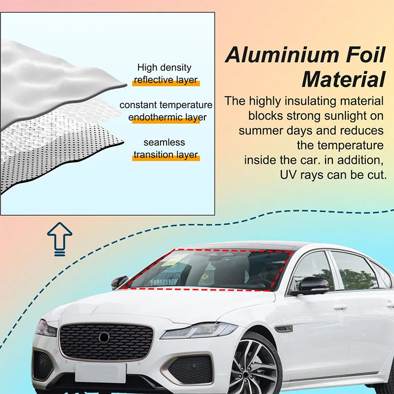 Car Memory Steel Ring Sun Shade Front Window Car Sunshade Cover For Jaguar XF XFL 2016-2024 Auto Interior Accessories