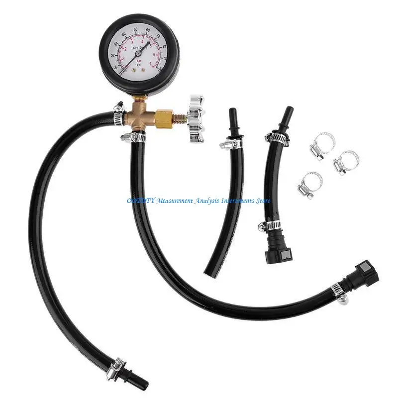 

367D Injection Pressure Tester Gauge 0-100PSI 7BAR Car Gas Oil InjectorTest Manometer Tool Reliable