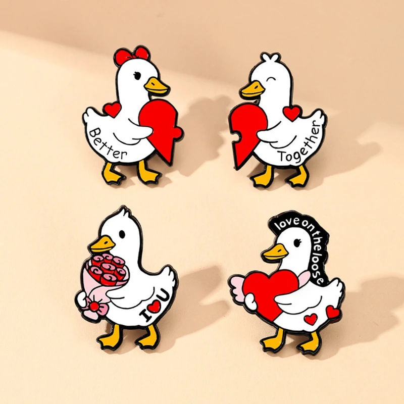 New Design Creative Little Duck Lovers Brooch Fun White Ducks Lover Gift Metal Badge Pin DIY Clothing Bags Scarf Accessories