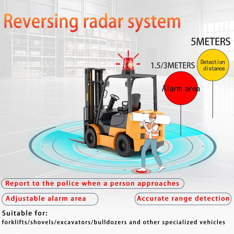 Forklift Anti-Collision System Imaging Mechanical Security Universal 10-80V Area Alarm Anti-Interference Warning Reverse Radar