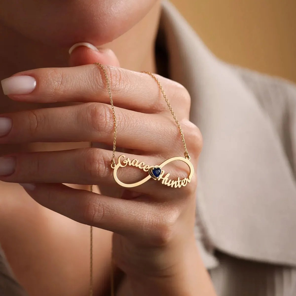 

Ожерелья ручной работы из нержавеющей стали с бесконечным именем для женщин, персонализированное ожерелье с камнями, рождественские украшения, подарки