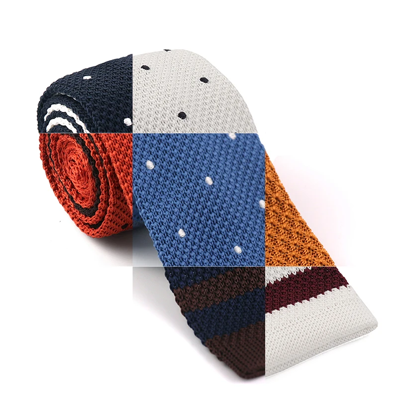 Tailor Smith Fashion Male Slim Stripe Designer 100%Polyester Knitted Neck Ties Cravate Narrow Skinny Polyester ties for men gift