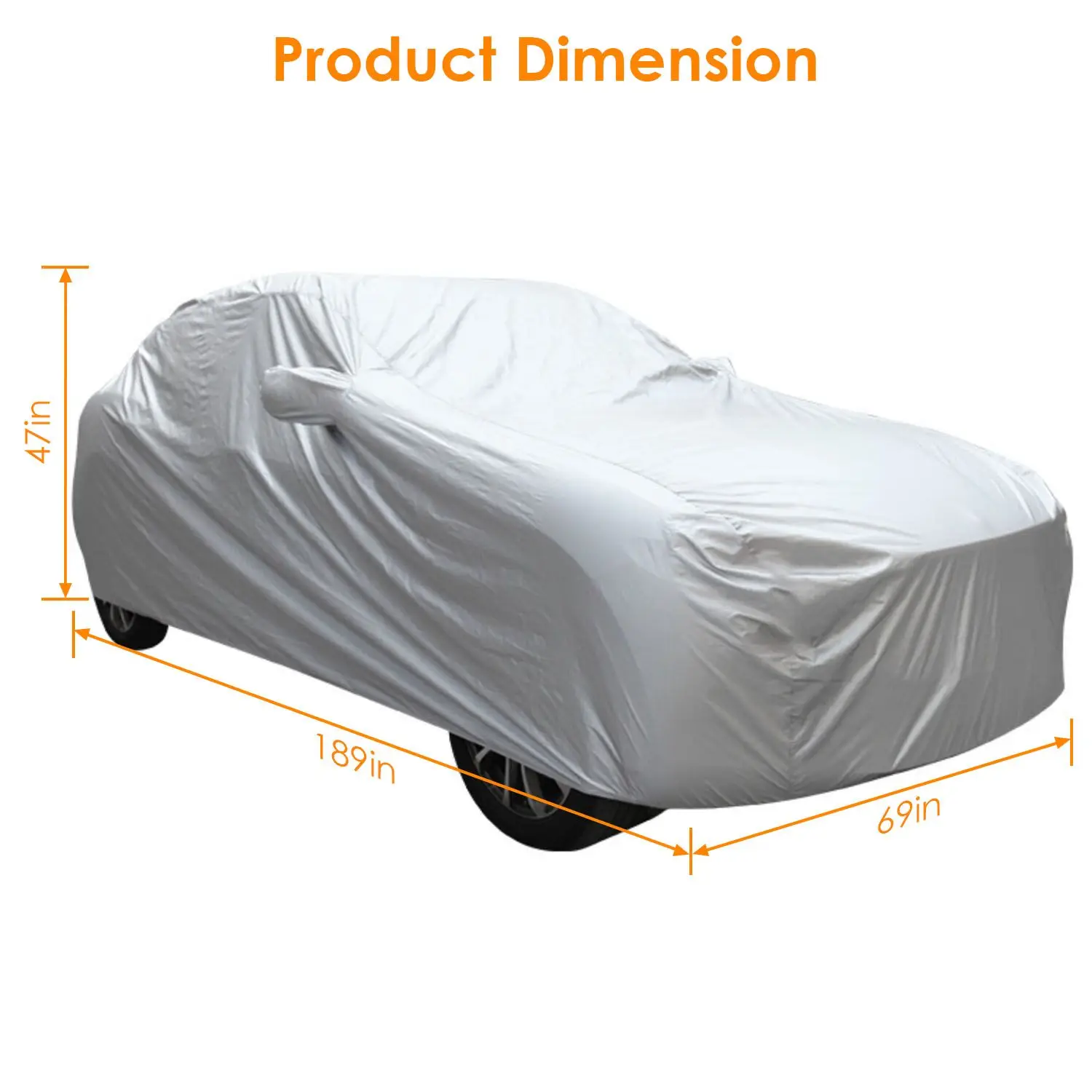 NEW 189x69x47in Full Car Cover All Weather UV Protection Automotive Cover 170T Outdoor Universal Full Cover