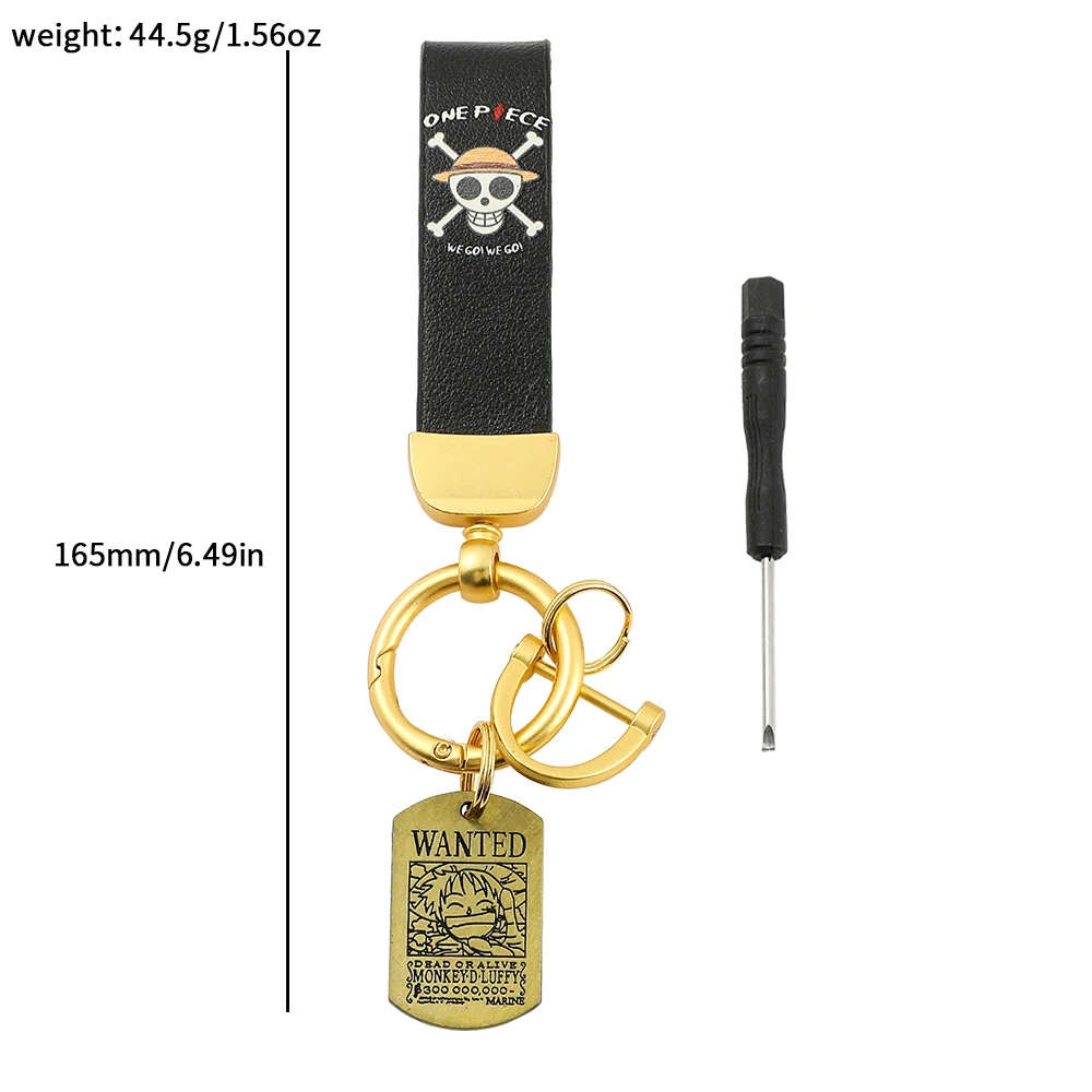 ONE PIECE Keychains Monkey D. Luffy Portgas·D· Ace Pirate Metal Leather Key Chain Holder Car Trinket Keyring Peripheral Toy