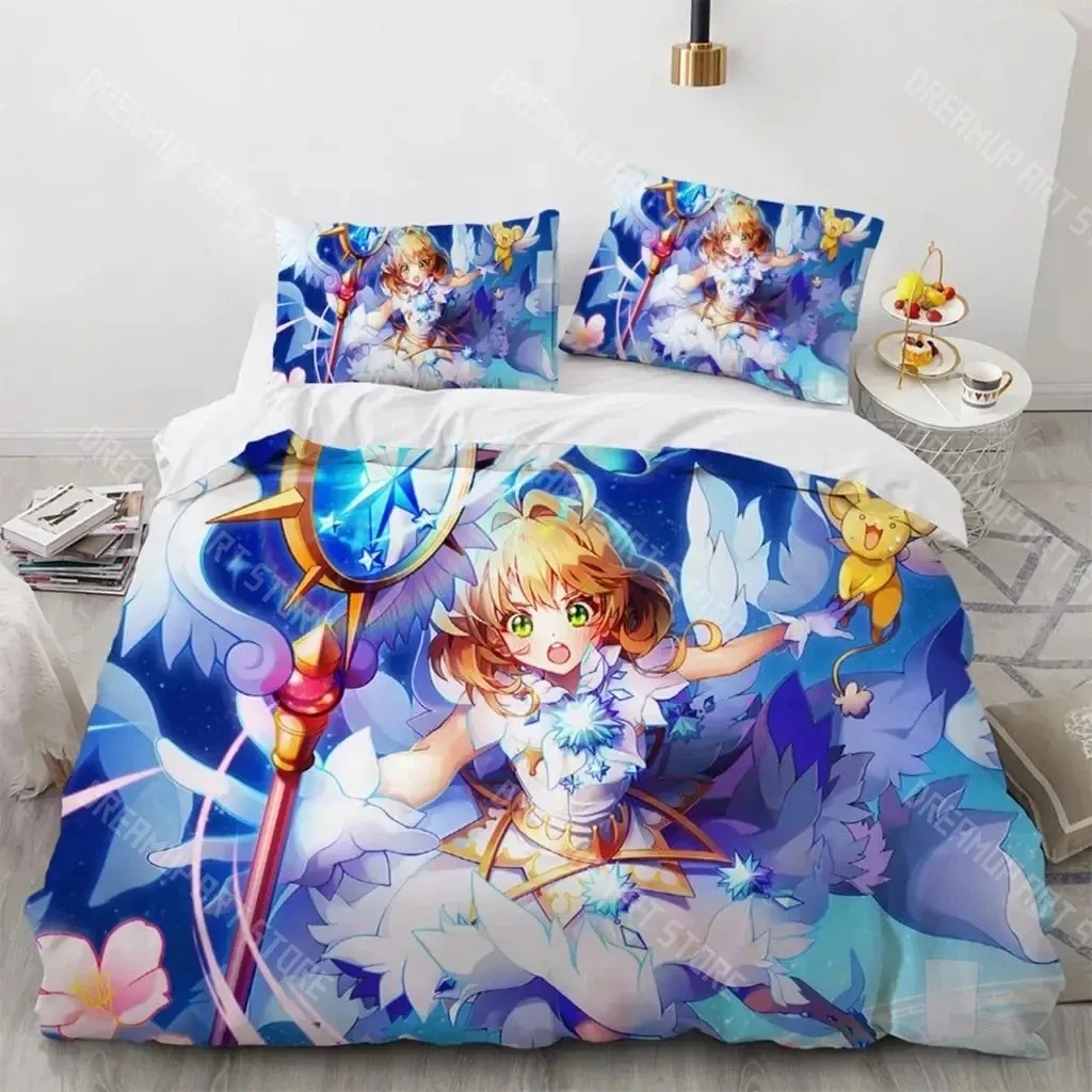 3D Printed Cardcaptor Sakura Anime Bedding Set for Boys Girls Duvet Cover Pillowcase Twin Queen King Full Single Double Sizes