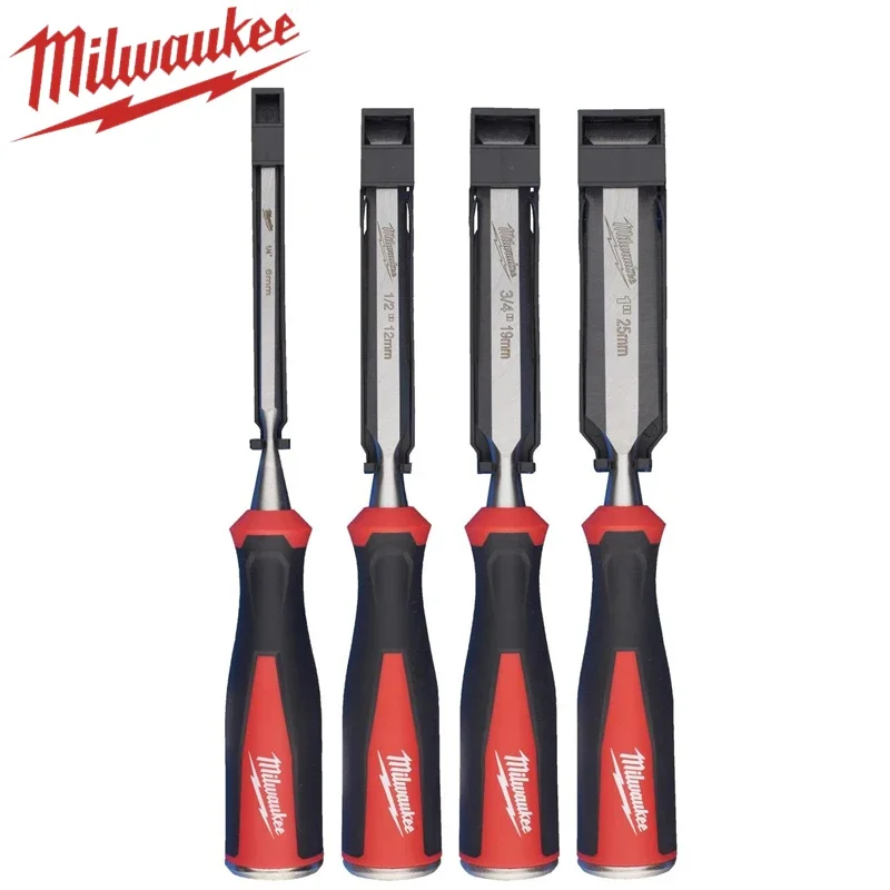 Milwaukee 4-piece oblique edge chisel set, woodworking chisel can be used to strike carving tool accessories 4932479897