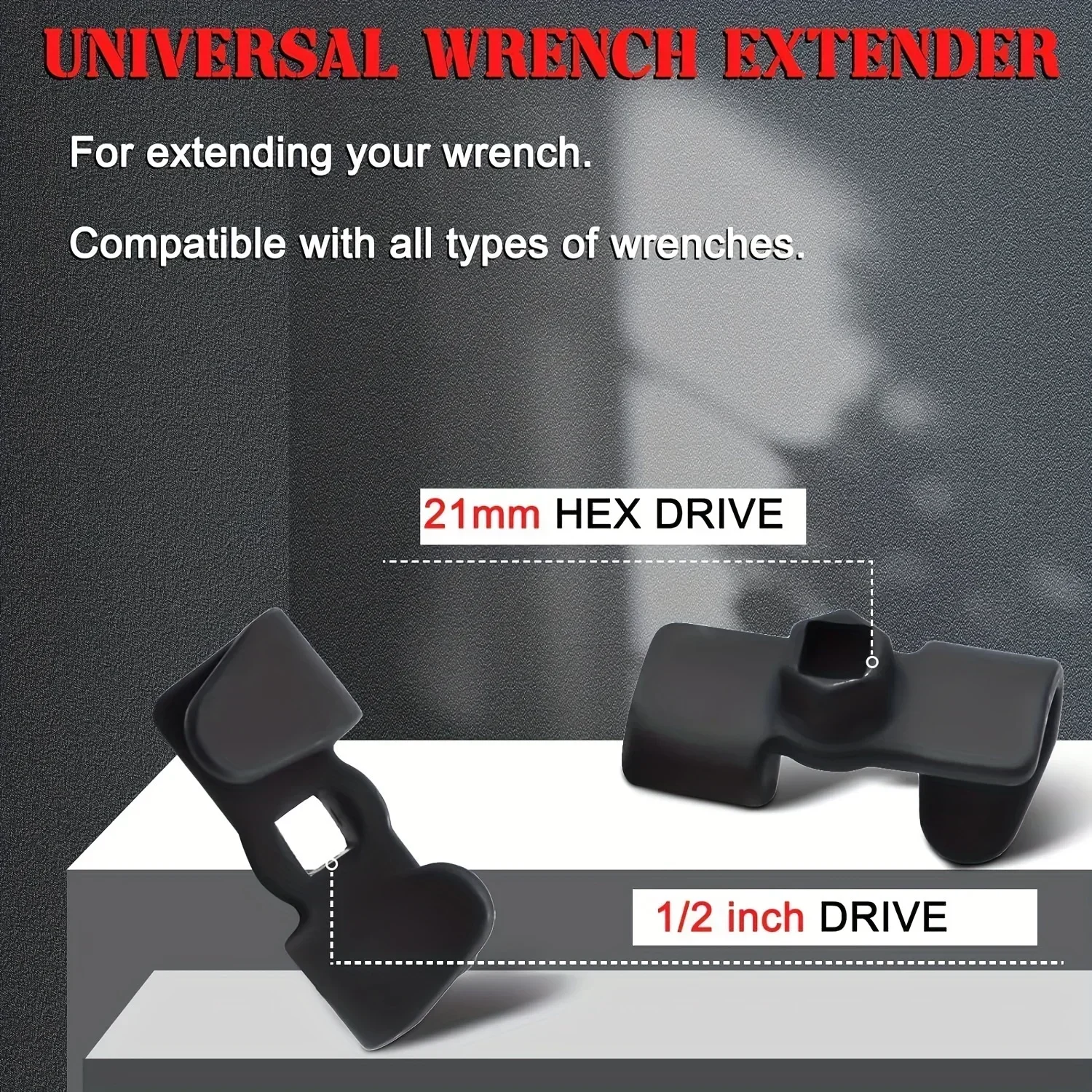 2pcs Wrench Extender Adaptor Universal 1/2 Inch 21mm Hex Drive Extension Tool Sturdy Extend Wrenches Breaker Bars for Car Repair