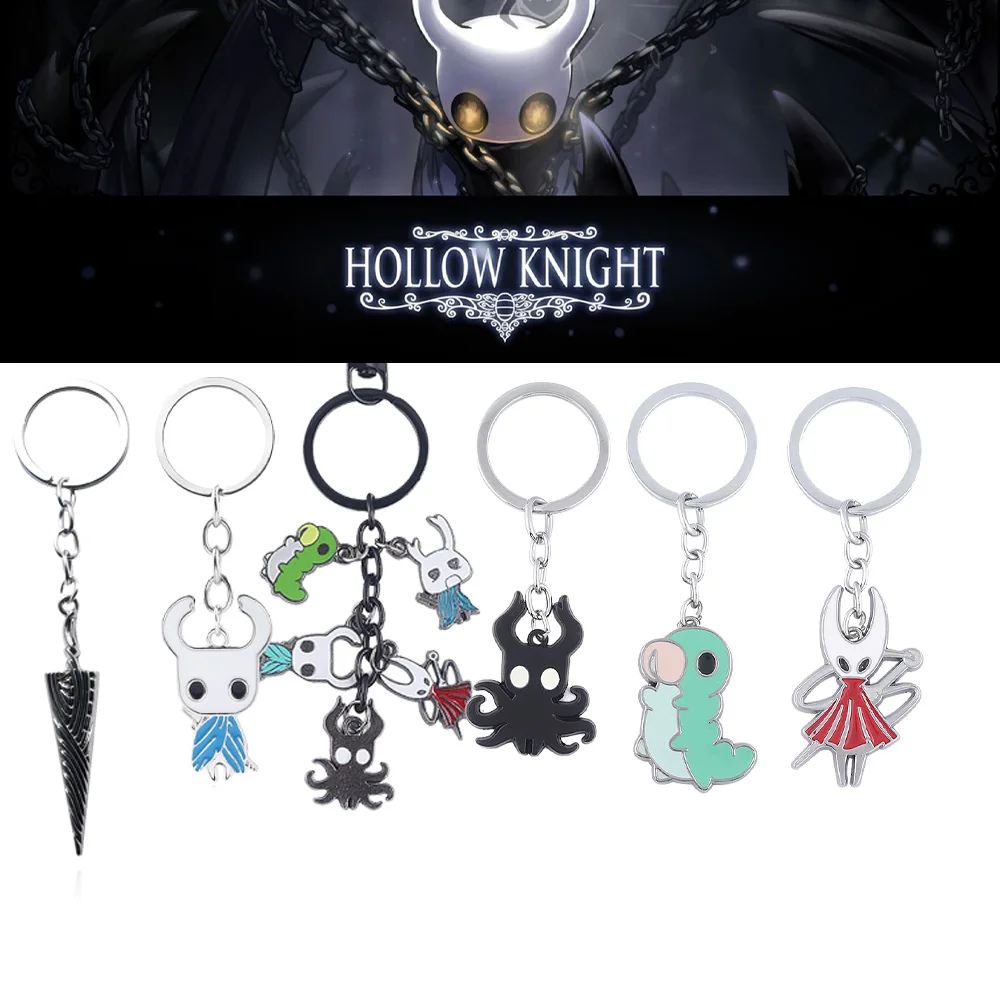 

Game Hollow Knight Bone Nail Logo Keychains The Pale king Figure Key Chain Jewelry Gift For Women Men Metal Keyring Trinket