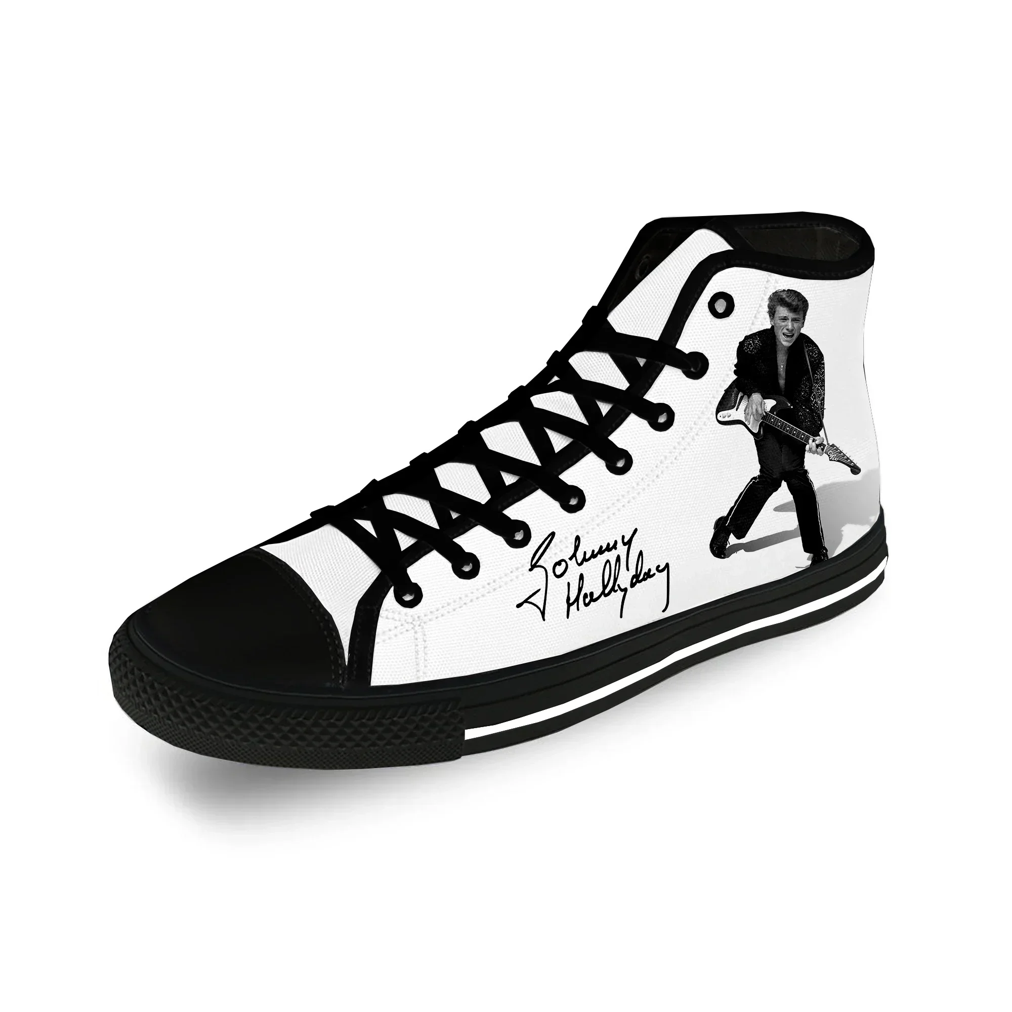 

Johnny Hallyday Rock Star Lightweight Cloth 3D Print Funny Fashion High Top Canvas Shoes Men Women Casual Breathable Sneakers
