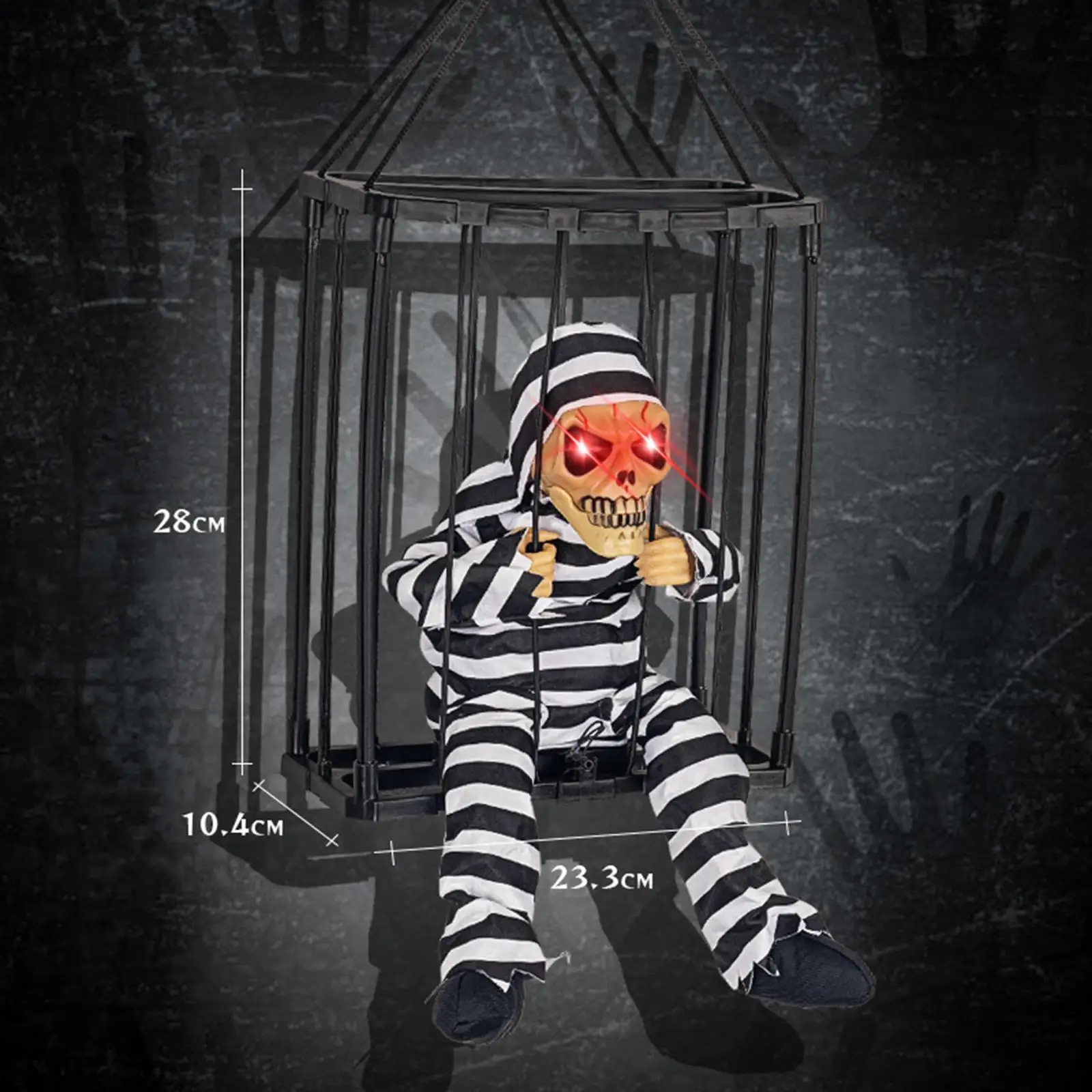 Scary Talking Prisoner Flashing Skeleton Toy for Theme Parties Home Entrance