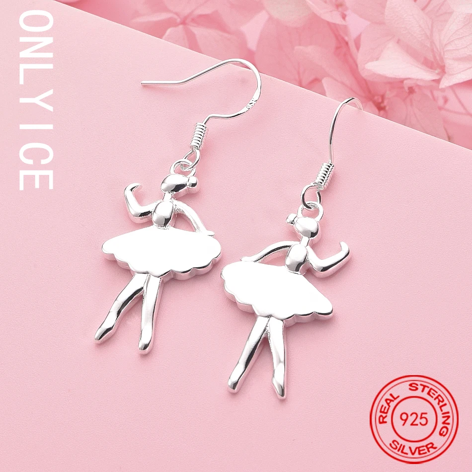 

Hot Charms 925 Sterling Silver Dancing Girl Earrings Fashion Noble Wedding Party Jewelry Christmas Gifts