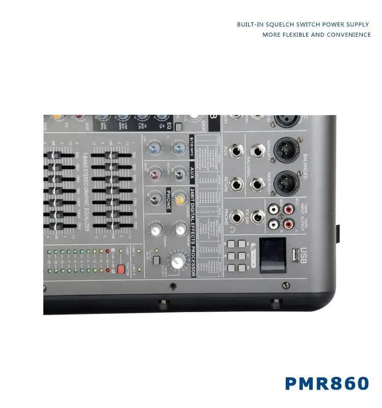 Mikser audio OEM 8-kanałowy 12 16 24-kanałowy z zasilaniem Phantom Power PMR Profesjonalny wzmacniacz mikser dźwięku