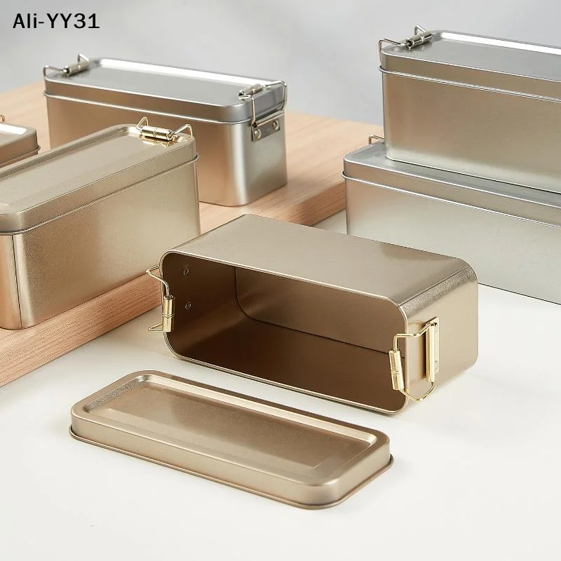 【Ya3】1/3/5Pcs Dustproof Desktop Storage Tin Rectangular Tinplate Cookie Tins Box With Lid For Candy Coffee Tea Jewelry Chocolate
