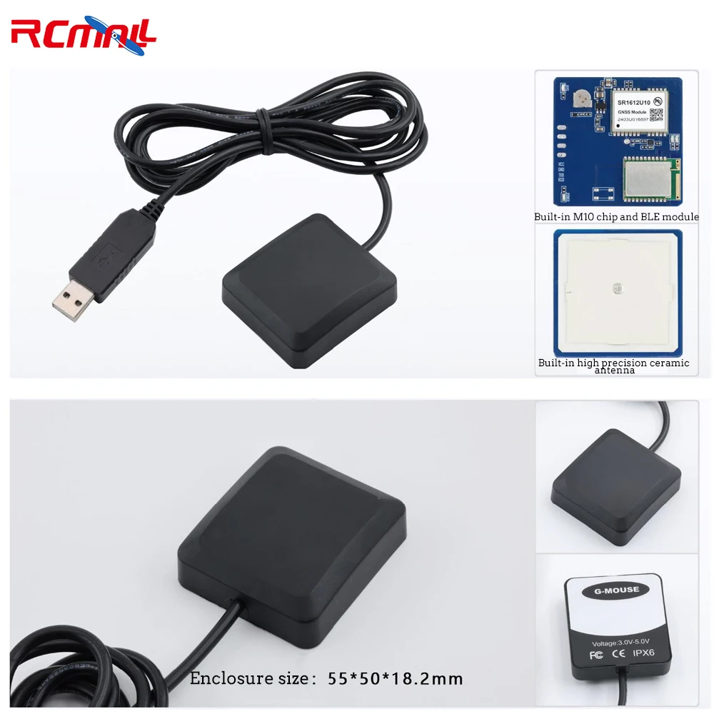 RCmall M10 G-MOUSE GPS + BLE Module CH340 USB to TTL GPS+Beidou+Galileo+QZSS Positioning Module for Car Boat Laptop Navigation