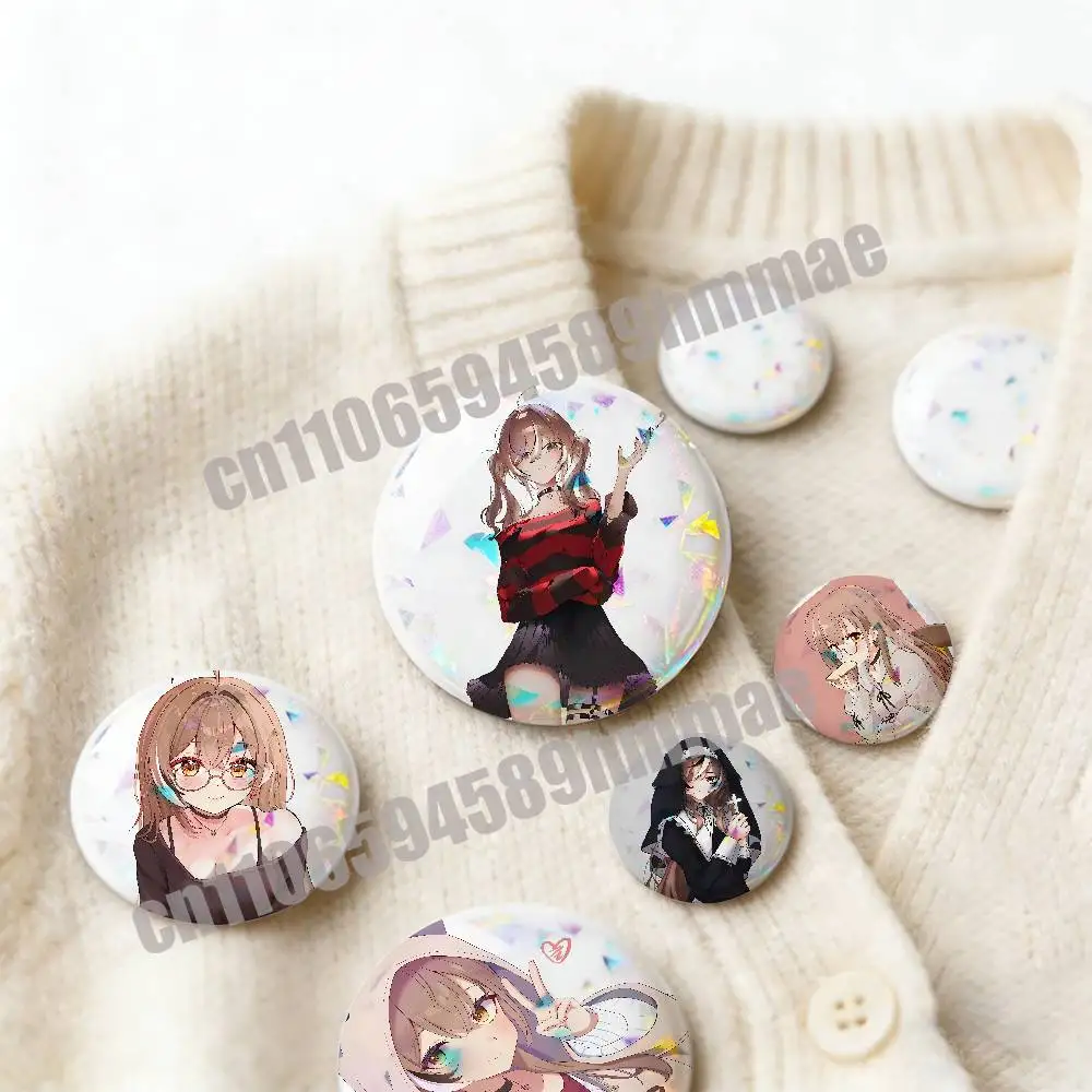 

For Emblem Round N-Nanashi Mumei Moom Pins Insignia Badge Cover Brooch Button Hats Decoration 32mm