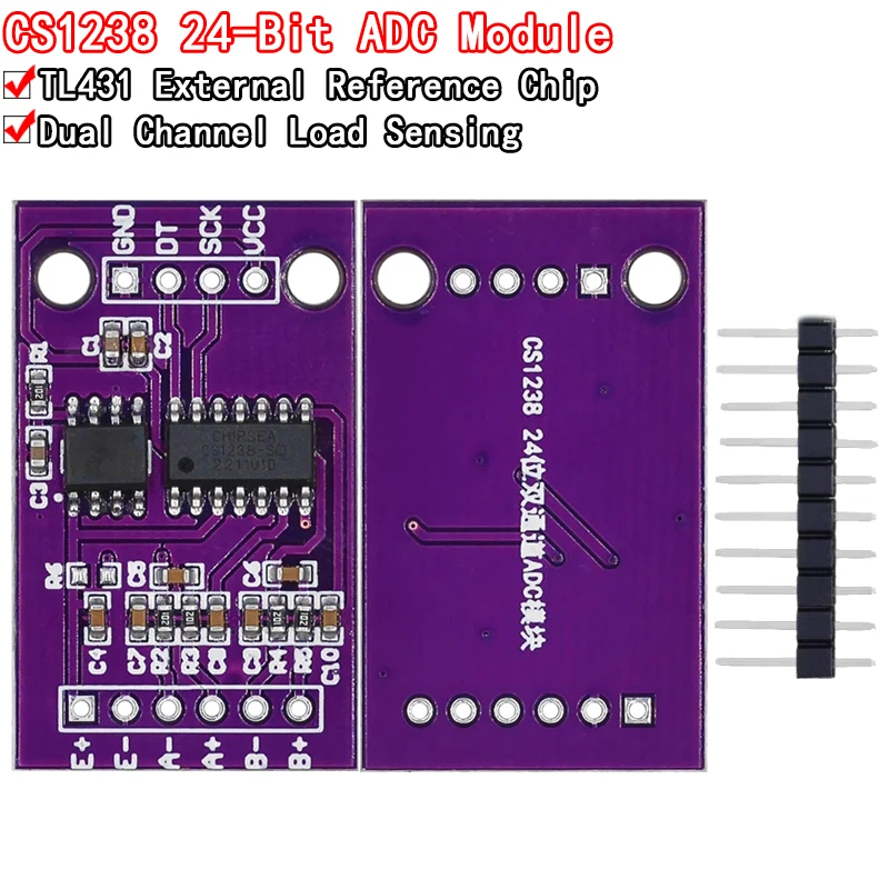 CS1238 24 bit ADC module Onboard TL431 external reference chip dual channel weighing sensing