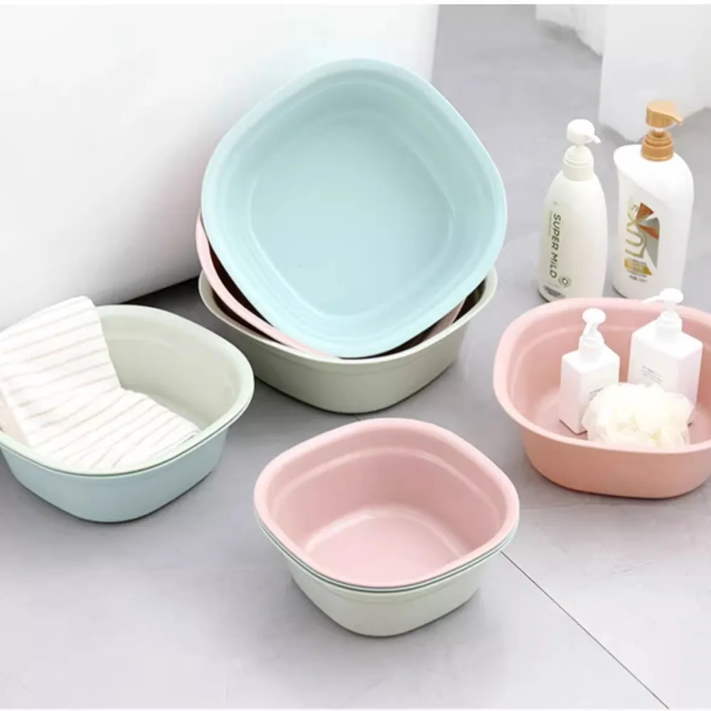 Practical Square Plastic Basin Thickened Material Face Washing Tub Portable Laundry Bucket Kitchen Storage Organizer