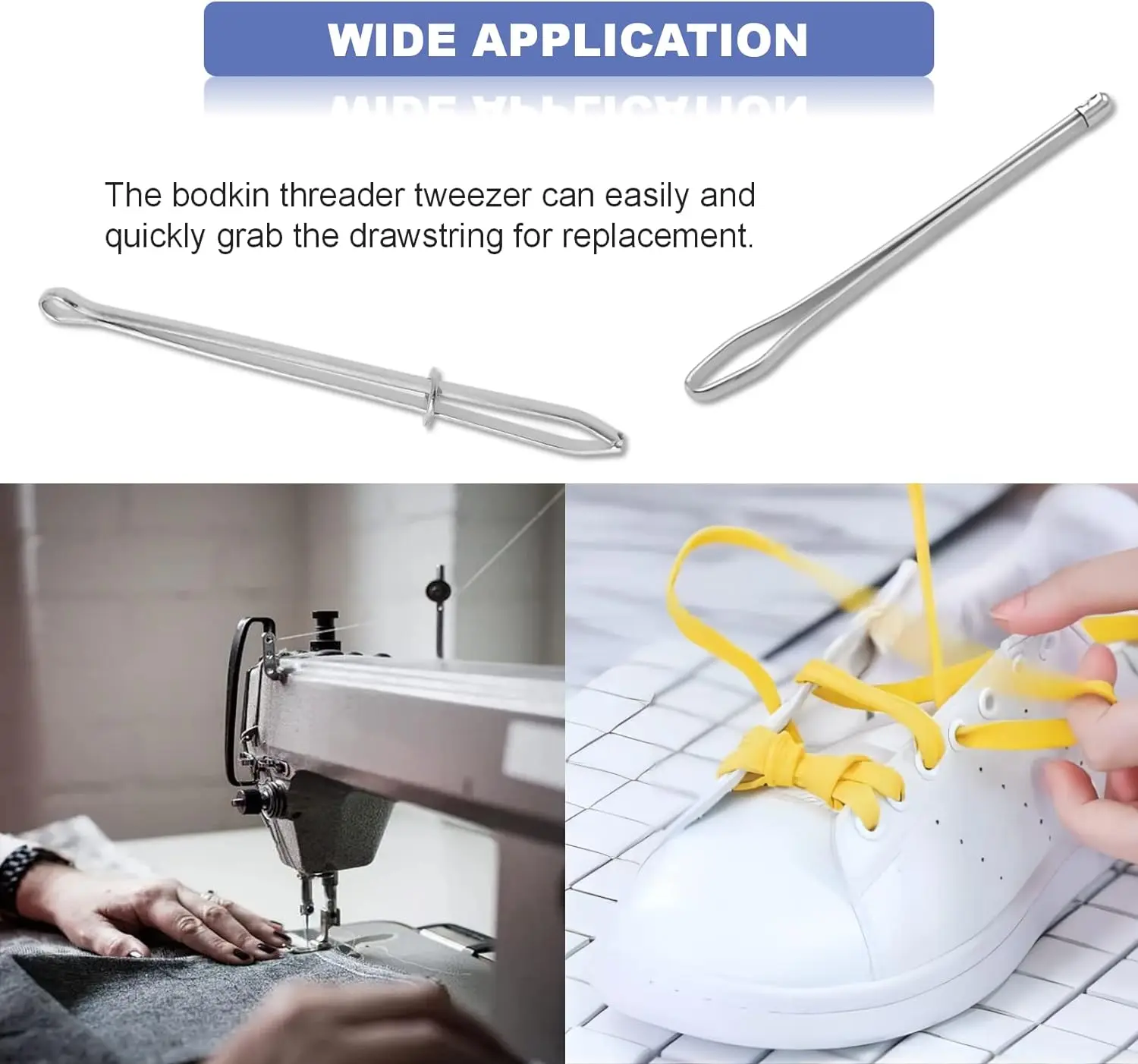 Threader Metal Easy Pull Drawstring Threader with Tweezer for for Elastics Sewing Accessories DIY Tool Elastic Cord Rope Threade