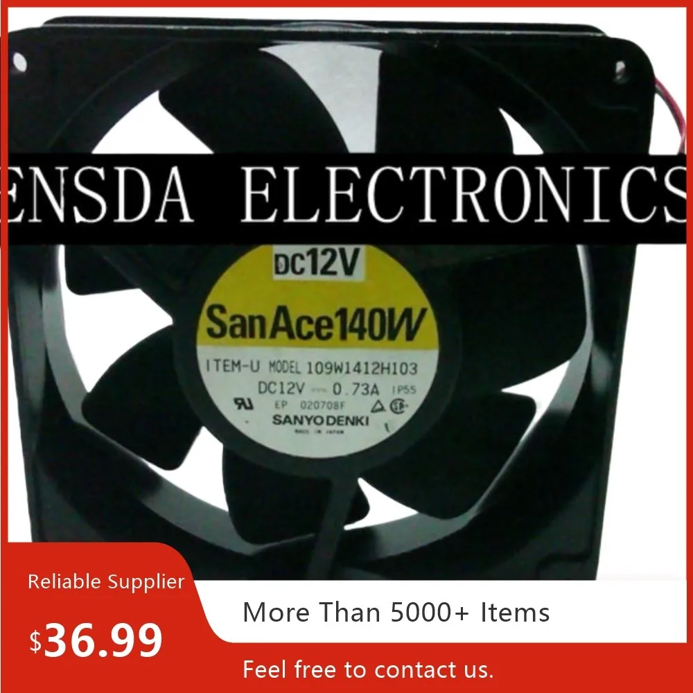 

12V 140mm X 38mm Fan for SANYO Dual Ball Bearing High Airflow Cooling 109W1412H103 Industrial & Electronics
