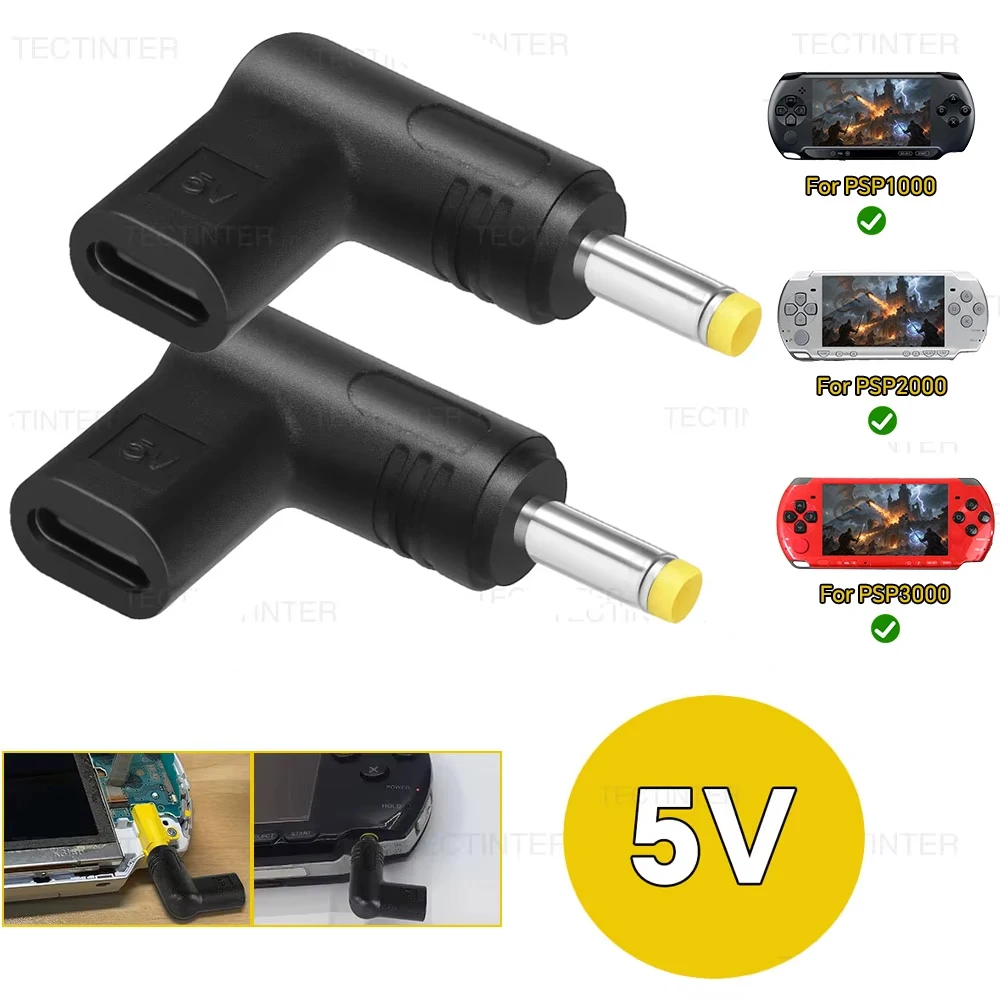 5V Power Charge Convert Type-C to DC For PSP 1000 2000 3000 Handheld Game Console Video Game Mini USB C Charging Convert Adapter