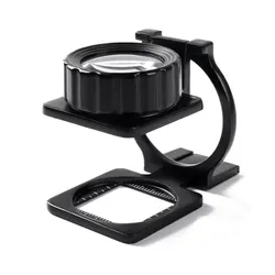 20X Metal Linen Tester Loupe Foldable Magnifier Cloth Thread Counter Magnifying Glass