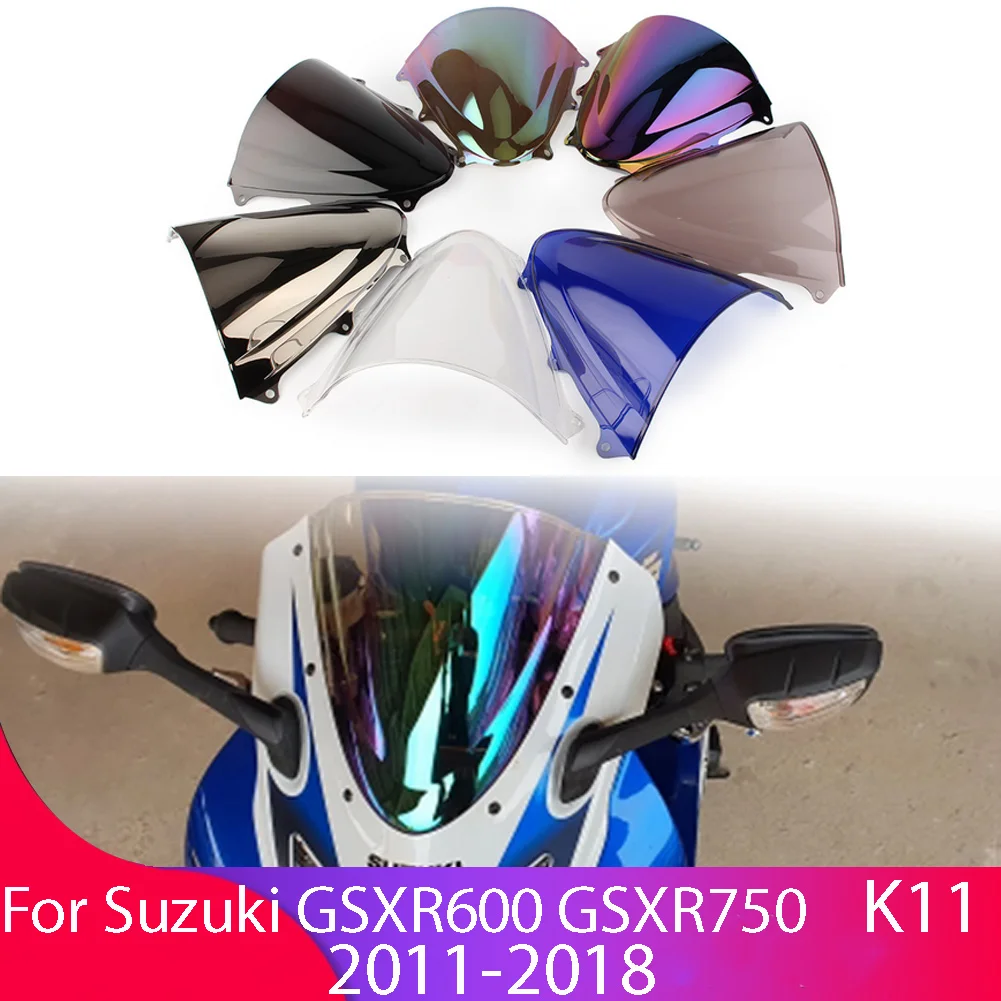 Windshield For Suzuki GSX-R GSXR 600 750 GSXR600 2011-2018 K11 Double Bubble WindScreen Motorcycle Accessories Fairing Deflector