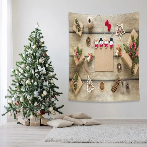 Henge Wood Table Christmas Christmas Gift Packs Preparation Wall Cover