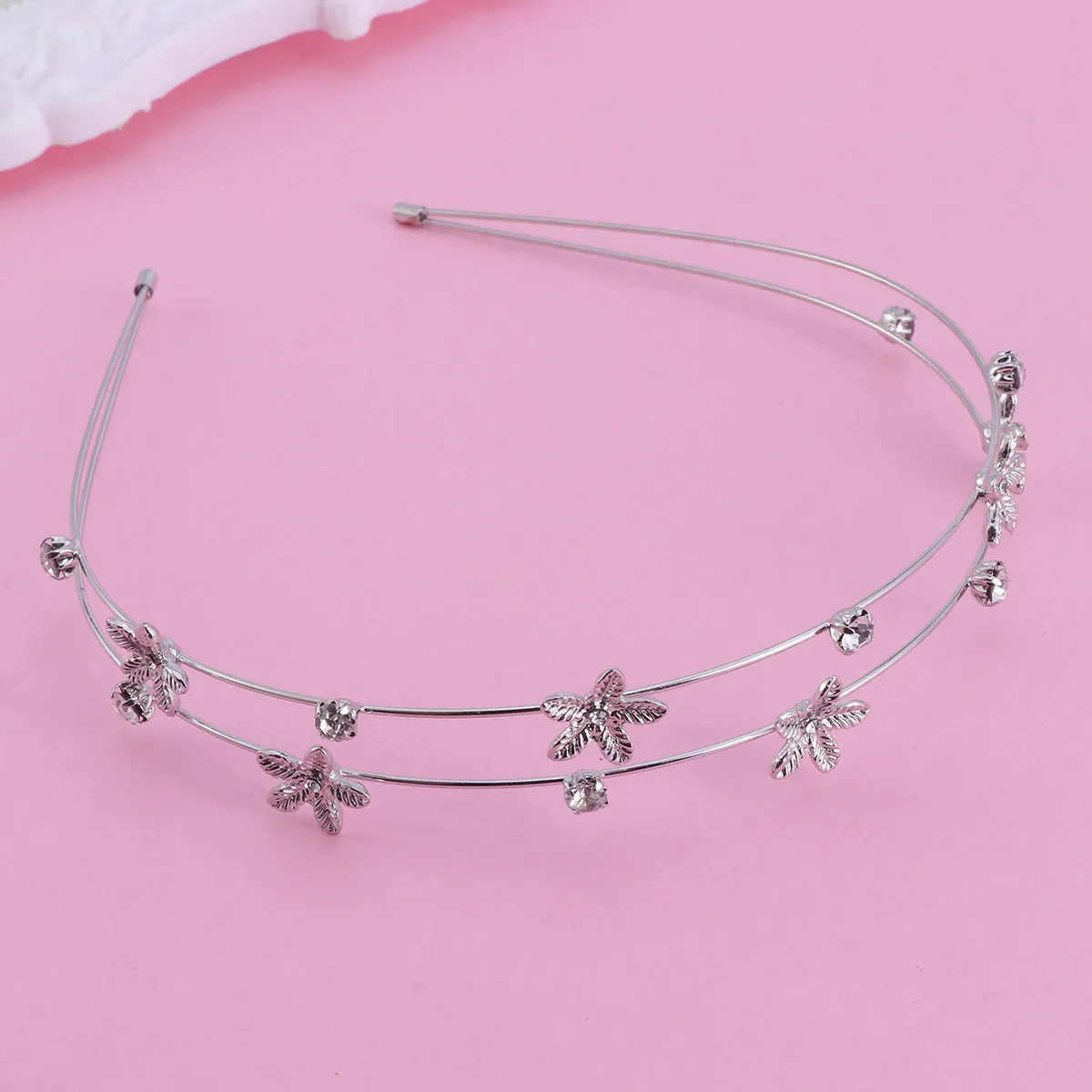 

Silver Rhinestone Double Layer Headband Bridal Hair Band Wedding Hair Loop Sparkling Women Headband Bridal Head