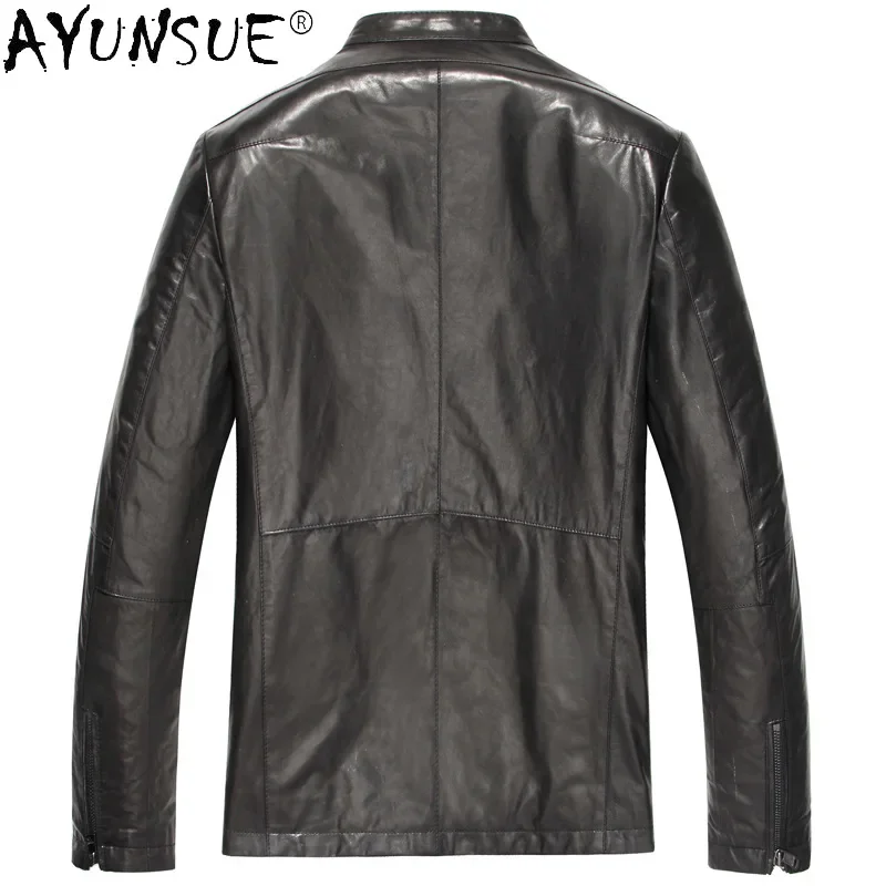 AYUNSUE Men Leather Jacket Slim Real Sheepskin Coat Black Motorcycle Mens Coats and Jackets Autumn Men's Clothing Jaquetas WPY