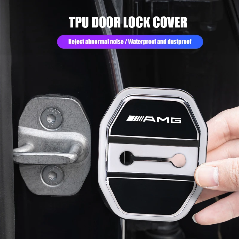 4pcs Silicone Car Door Lock Buckle Protector Cover For Mercedes Benz AMG A B C E G CLA W211 W203 W204 C260 E300L A200L GLC300 CL