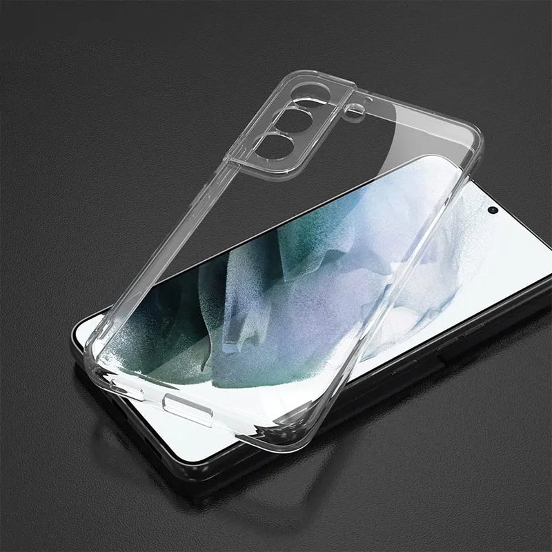 Full Camera Cover Silicone Soft Case For Samsung Galaxy S23 S22 S21 FE Plus Ultra Clear Back Cover Transparent Thin TPU Coque