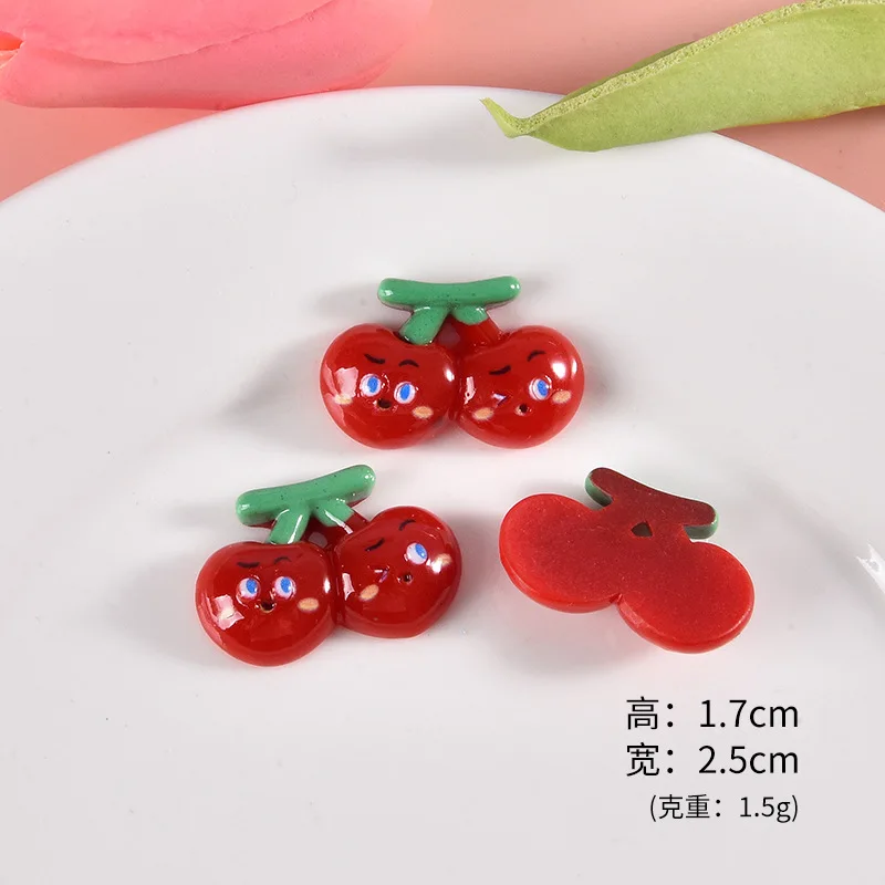 20pcs Colorful Resin Cartoon Fruit Flatback Cabochon Scrapbook Craft DIY Accessory Decor Figurine Fake Cherry Tomato Apple Lemon