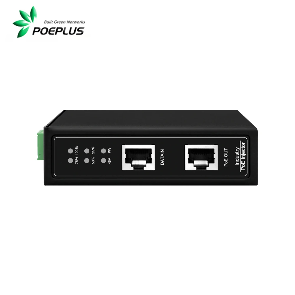 2.5G حاقن POE الصناعي | 30/90/120 واط اختياري | 12-48Vdc في | الإسكان سبيكة | حماية من زيادة التيار IP40 6KV | تركيب السكة DIN