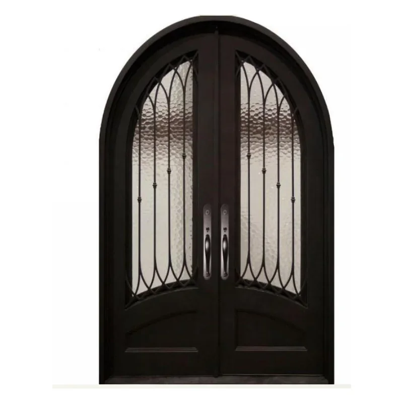 Luxury design wrought iron exterior double open door pre hung grill security entry main designs doors