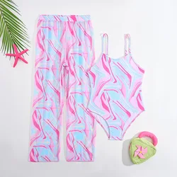 2026 Girls Swimsuit One Piece With Beach Pants Kids Swimwear Children's Bathers Bathing Swimming Swim Suit Summer Beachwear