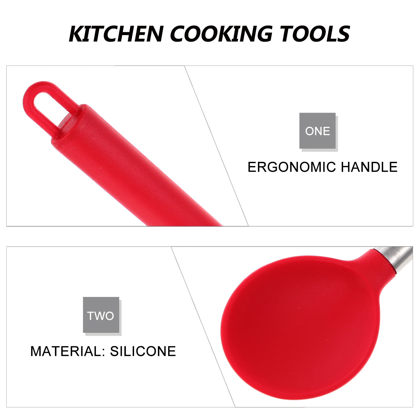 

Silicone Cooking Spoon Nonstick Kitchen Utensils Ladle with Long Handle Cookware Household