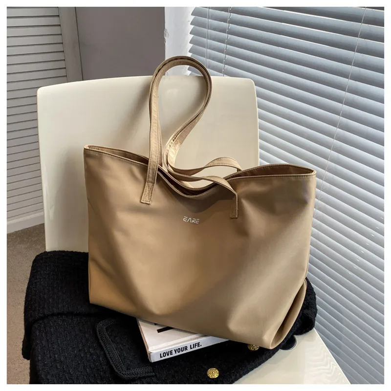 Women\'s Bag Solid Color Cloth Bag Fashion Female Student Shoulder Bag Large Capacity Tote Bag Nylon Commuter Handbag