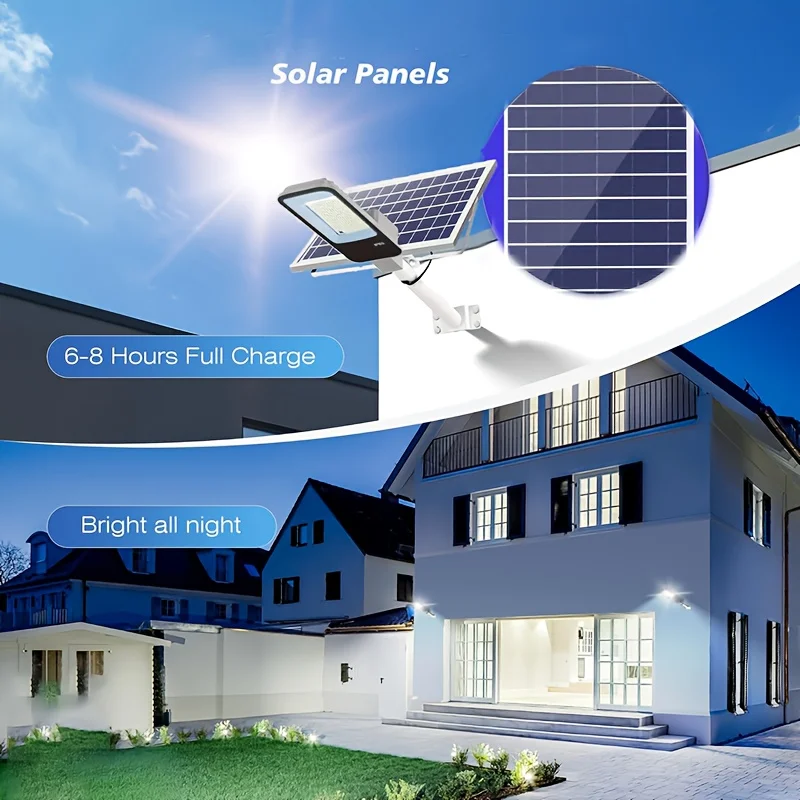 Luz Solar potente de 200W, farola Solar para exteriores, 6000mah, impermeable, automática, de atardecer al amanecer, farola para garaje y jardín