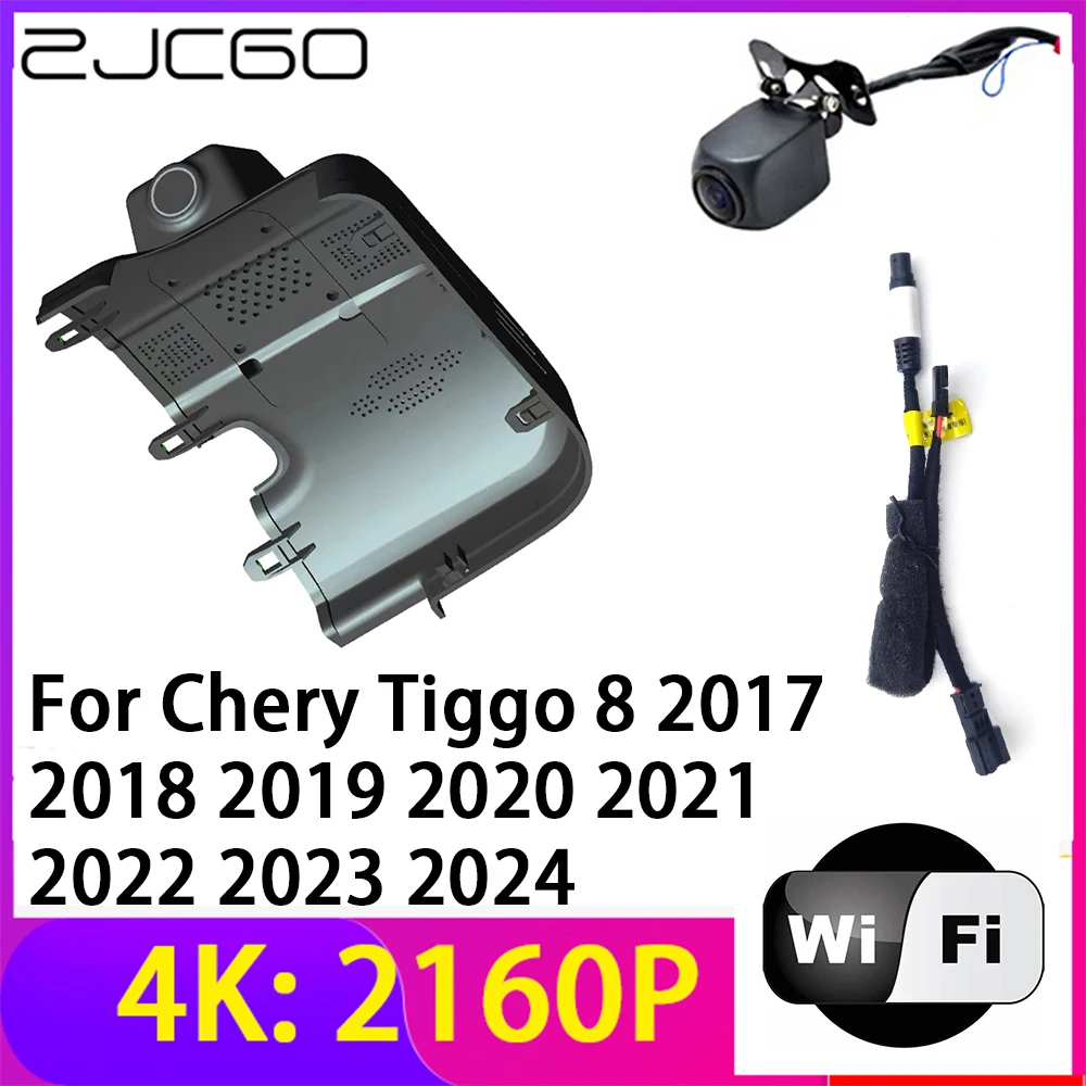 ZJCGO 4K 2160P Dash Cam DVR Camera 2 Lens Recorder Wifi Night Vision for Chery Tiggo 8 2017 2018 2019 2020 2021 2022 2023 2024