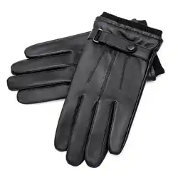 BISON DENIM Sheepskin Leather Men's Gloves Winter High Quality Warm Touch Screen Men Mittens Warm Full Finger Gloves For Driving