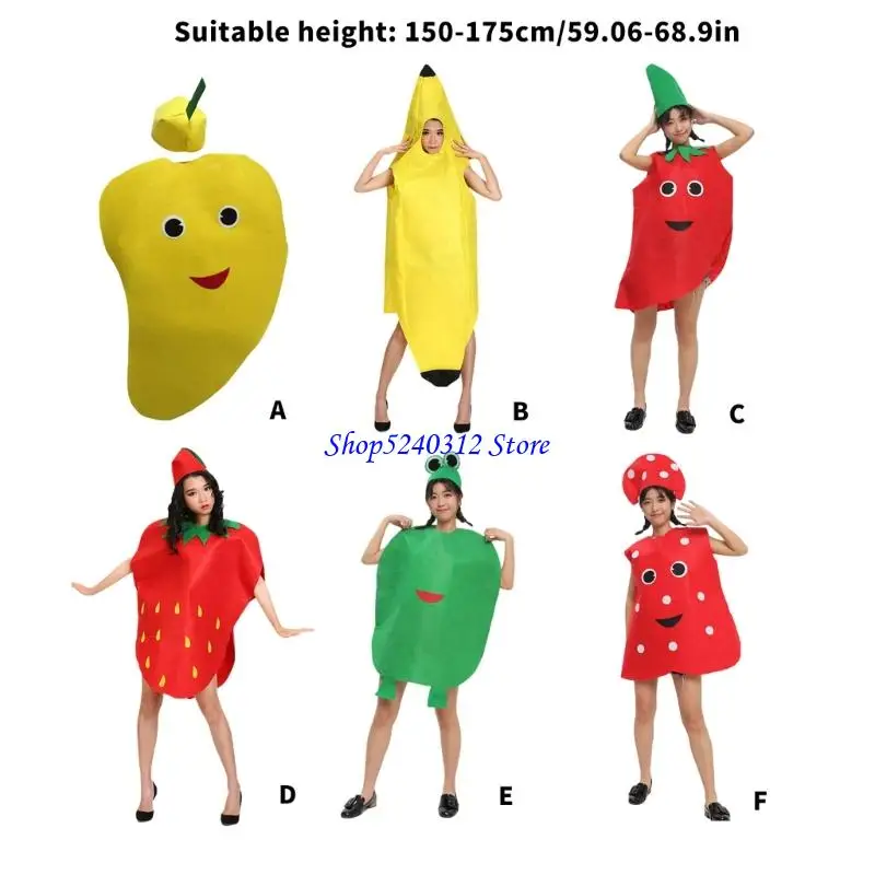 634C Feestkostuums met fruitthema, ademend vlies voor meerdere rollenspellen bij schoolevenementen en familiefeesten