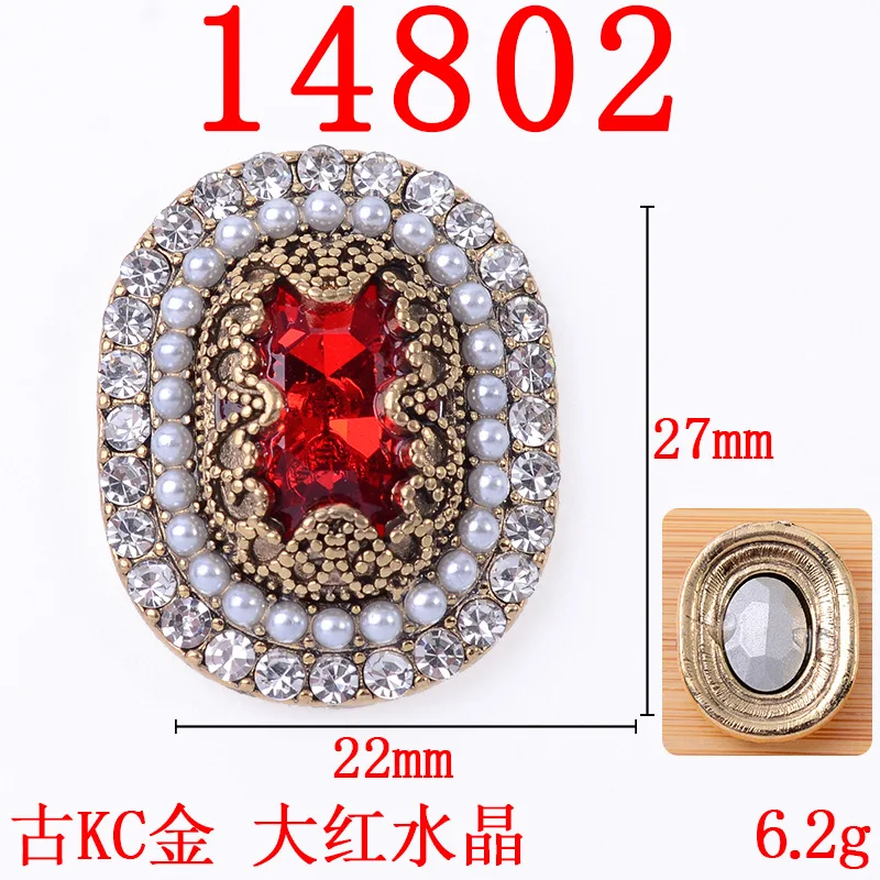 DIY clothing bag material retro court inlaid pearl crystal peach heart oval flower plate alloy accessories wholesale